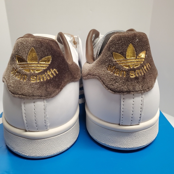 adidas Stan Smith White and Brown Sneakers - Picture 3 of 4